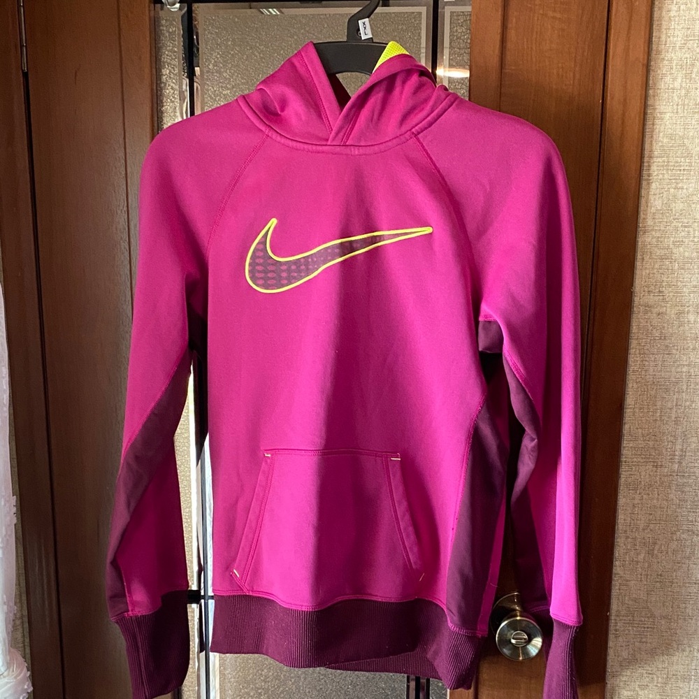 Nike Magenta Hoodie with Yellow Swoosh